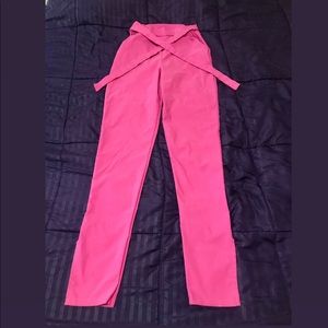 Hot Pink Stretchy Ribbon Tie Pants